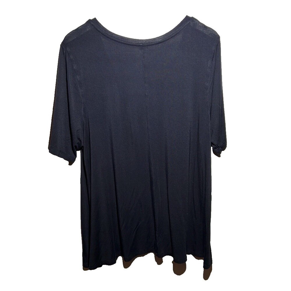 Lane Bryant - Women's 2X Blouse Black Stretch V Neck Tee Shirt - Picture 4 of 9
